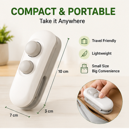 2-in-1 Mini Bag Sealer & Cutter | Portable USB Rechargeable Food Sealing Machine