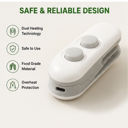 2-in-1 Mini Bag Sealer & Cutter | Portable USB Rechargeable Food Sealing Machine