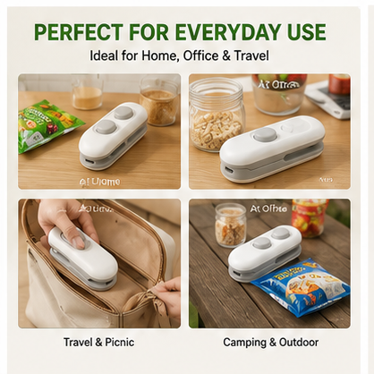 2-in-1 Mini Bag Sealer & Cutter | Portable USB Rechargeable Food Sealing Machine