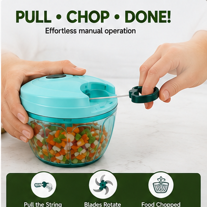 5-Blade Manual Pull String Vegetable Chopper – 450ml Multipurpose Food & Vegetable Cutter