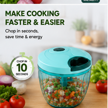 5-Blade Manual Pull String Vegetable Chopper – 450ml Multipurpose Food & Vegetable Cutter