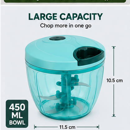 5-Blade Manual Pull String Vegetable Chopper – 450ml Multipurpose Food & Vegetable Cutter