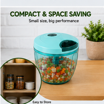5-Blade Manual Pull String Vegetable Chopper – 450ml Multipurpose Food & Vegetable Cutter
