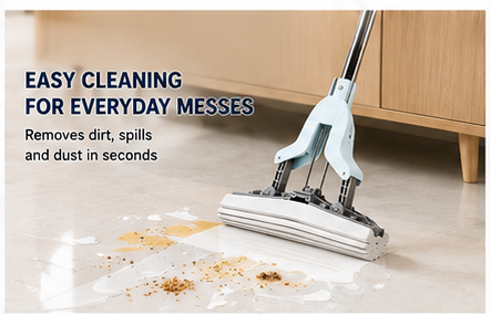 Premium Self-Wringing Butterfly Sponge Mop | Hands-Free Floor Cleaning