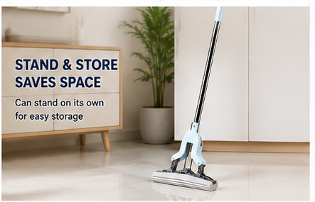 Premium Self-Wringing Butterfly Sponge Mop | Hands-Free Floor Cleaning