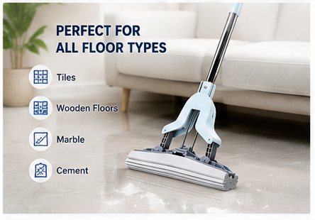 Premium Self-Wringing Butterfly Sponge Mop | Hands-Free Floor Cleaning